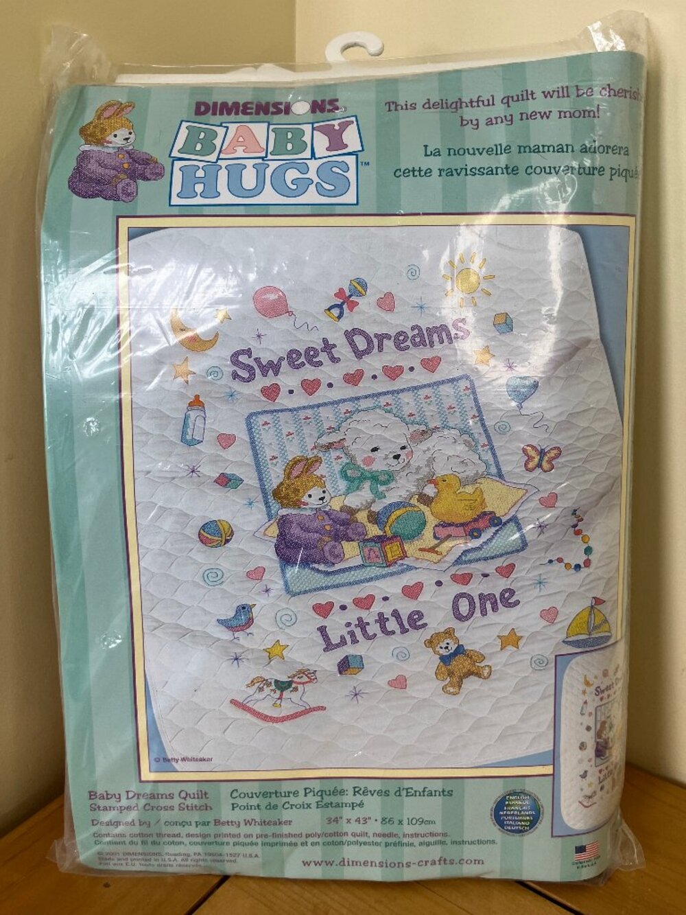 Dimensions Baby Hugs Dreams Stamped Cross Stitch Crib Quilt Kit 72777 Vintage